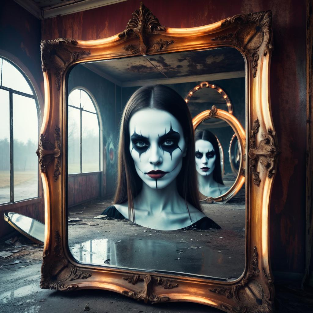 Haunting Portrait of a Cursed Mirror