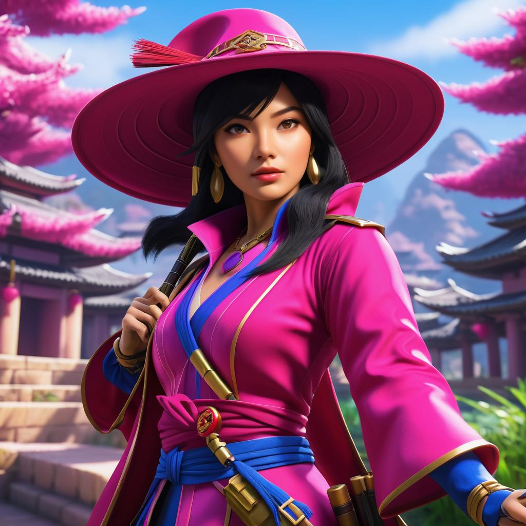 Mysterious Asian Assassin in Magenta