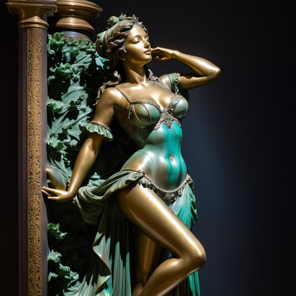 Seductive Muse: Bronze Patina Portrait