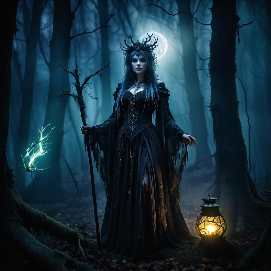 Mystical Zombie Witch in Enchanted Forest