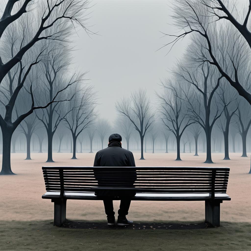 Melancholy Artist in a Desolate Park