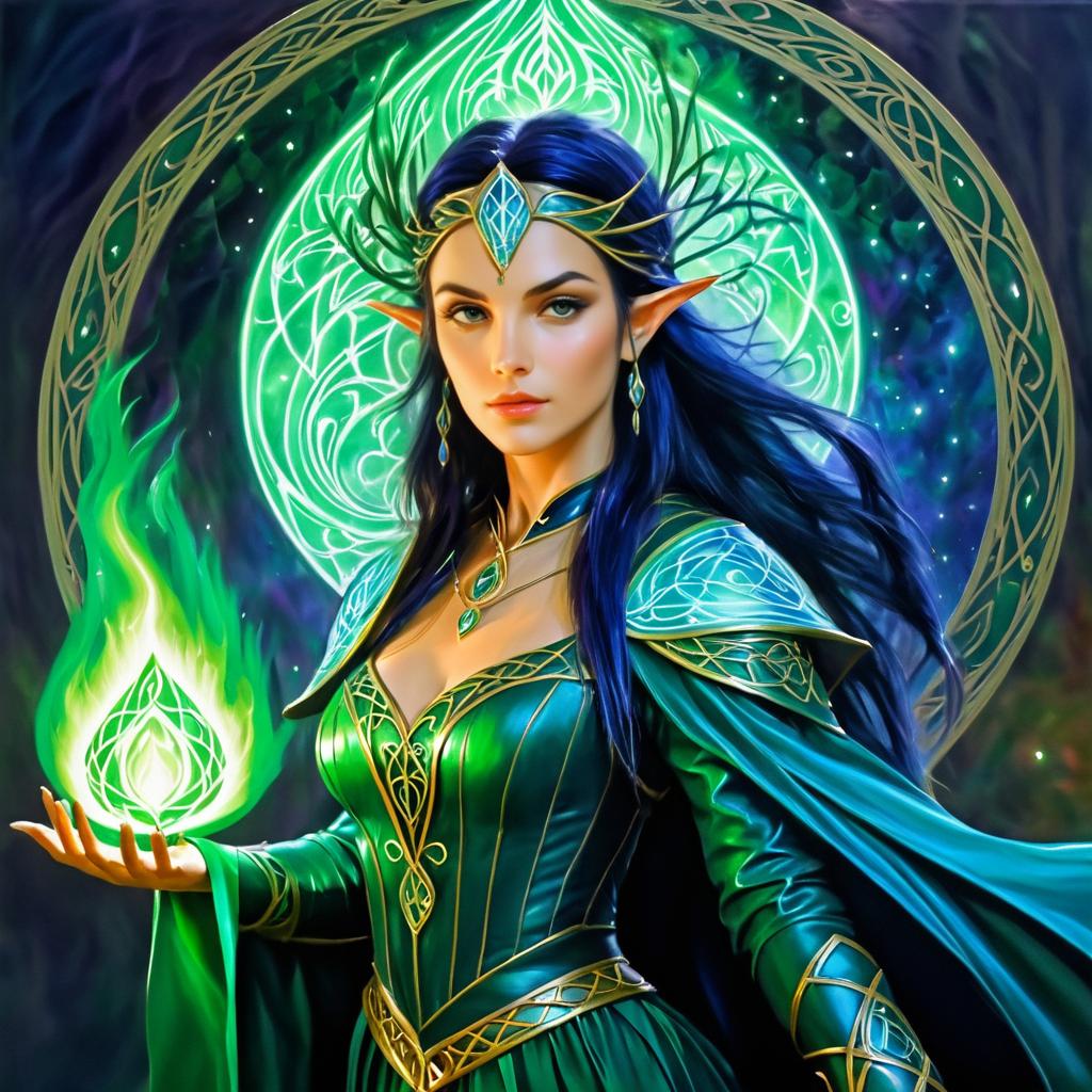 Elven Sorceress: Enigmatic Fantasy Portrait