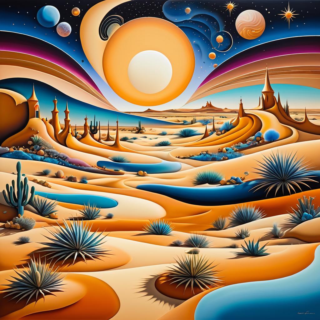 Dreamlike Desert Landscape with Surreal Elements