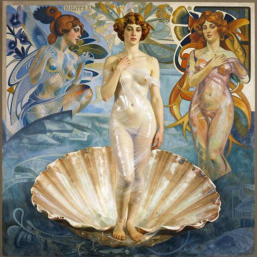 Venus on a Half-Shell Inspired Mixed Media Artwork