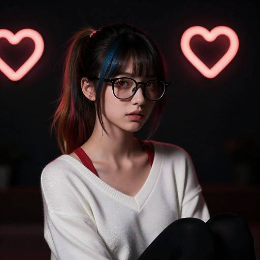 Elegant Neon Bokeh Portrait with Heterochromia