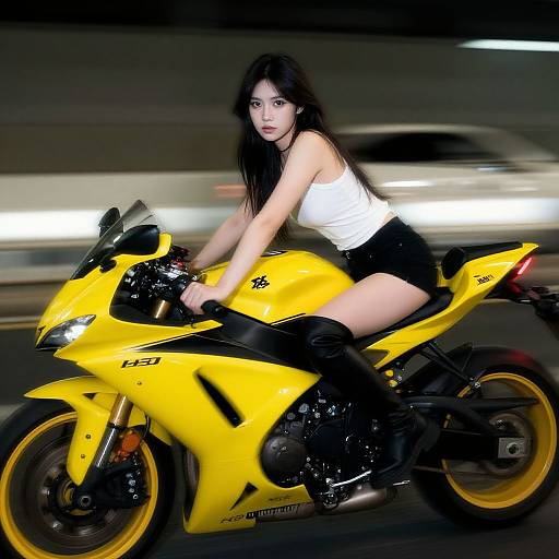 Urban Racer Woman on Yamaha Motorcycle