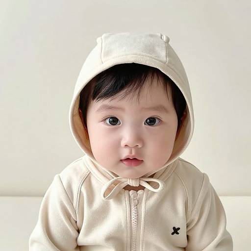 Baby in Beige Hooded Outfit