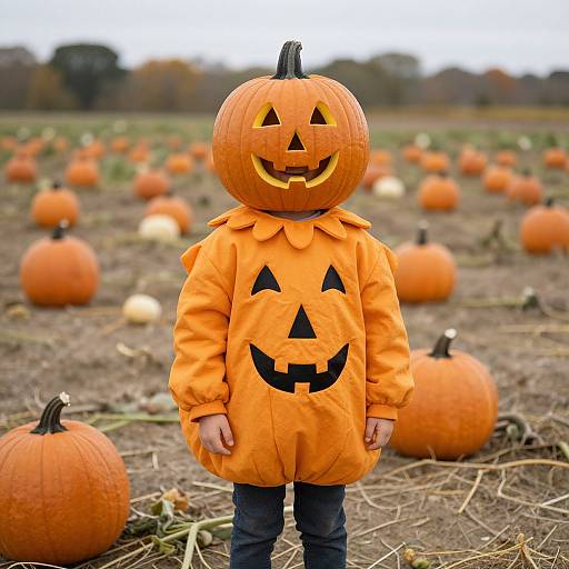 Boy in Pumpkin Costume Field