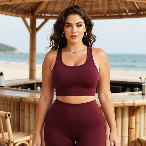 Curvy Woman in Burgundy Activewear