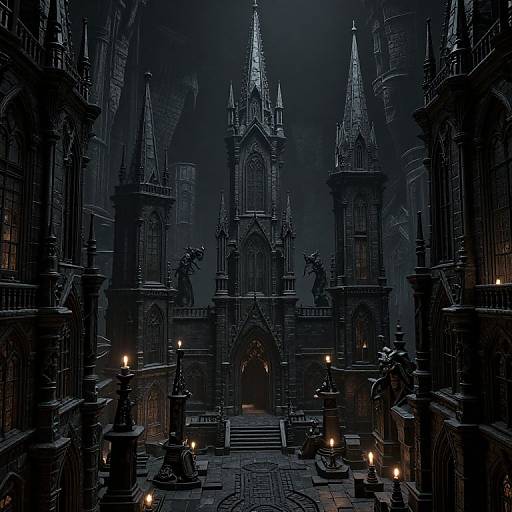 Gothic Underground Cityscape in Darkness