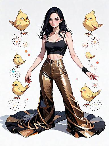 Chic Woman in Paisley Spaghetti Top