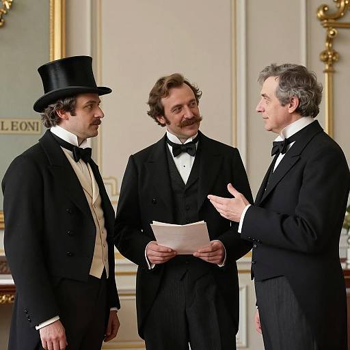 Victorian Era Gentlemen Engaged in Conversation