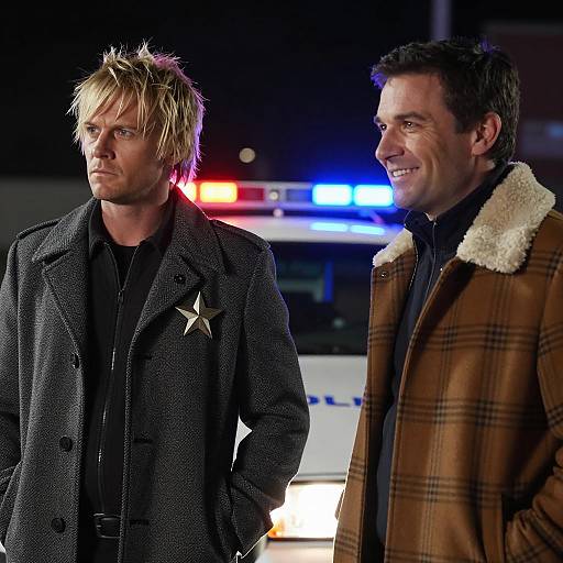 Nighttime Scene with Two Distinct Men