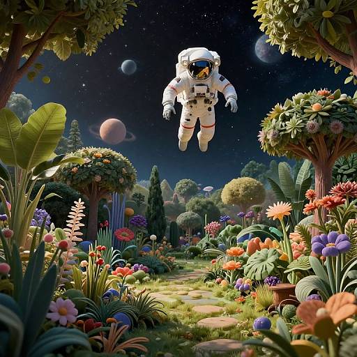 Surreal Garden and Astronaut Dreamscape