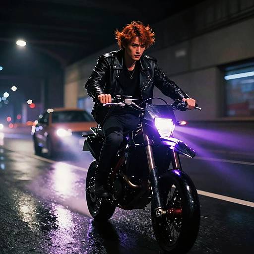 Cyberpunk Night Ride Portrait