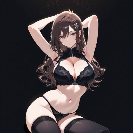 Elegant Alluring Femme in Black Lingerie