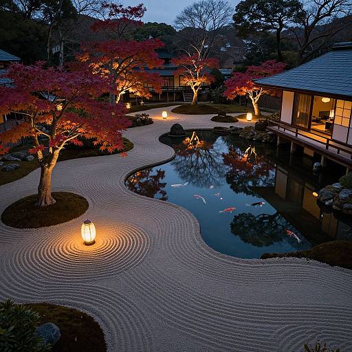 Twilight Zen Garden Aerial View