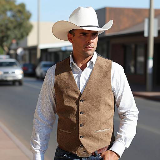 Man in Cowboy Hat and Vest
