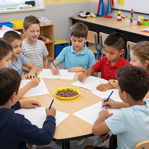 Colorful Classroom Collaboration Moment