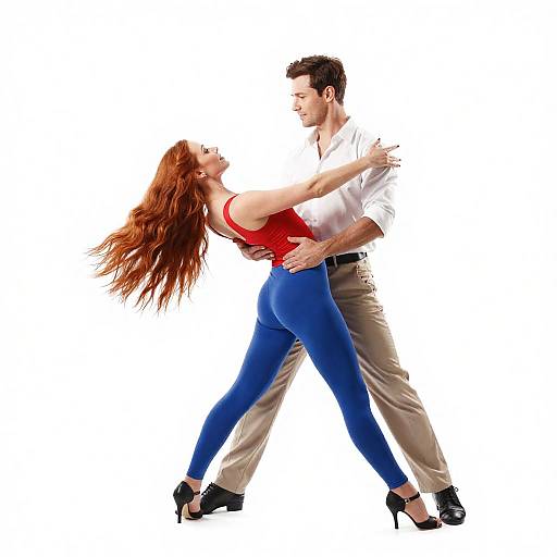 Couple Dancing Against White Background
