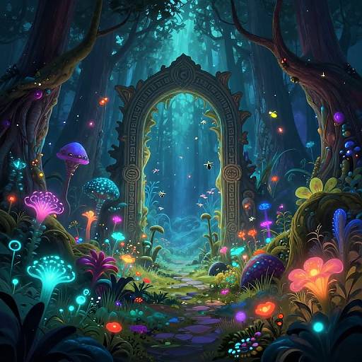 Enchanted Bioluminescent Forest Portal