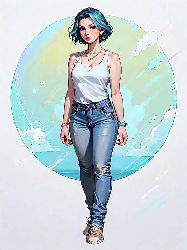 Stylish Young Woman in Casual Chic Outfit