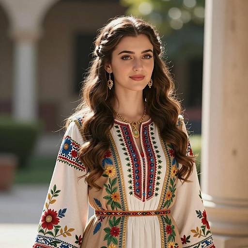 Woman in Traditional Embroidered Dress