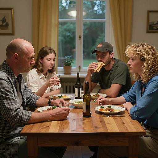 Gathering Around a Dimly Lit Table