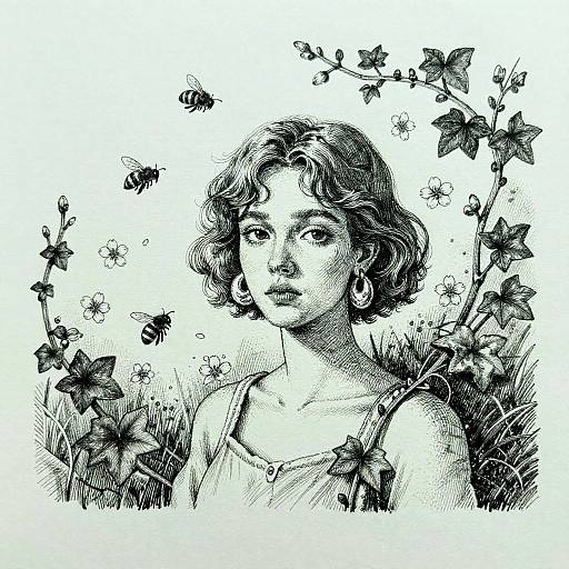 Surreal Pen-and-Ink Portrait