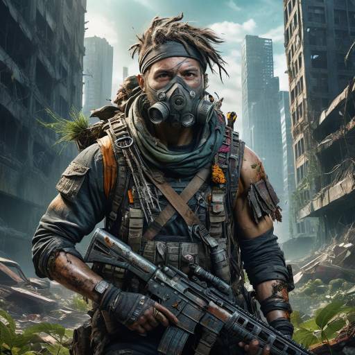 Vibrant Post-Apocalyptic Warrior Portrait Vibrant Post-Apocalyptic Warrior Portrait