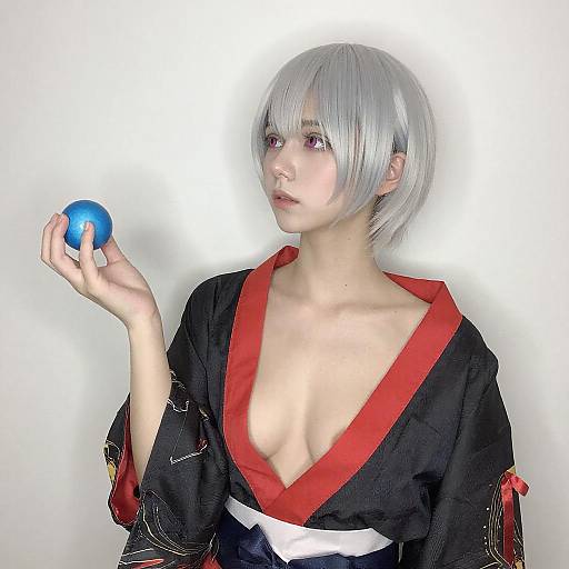 Silver-Haired Woman with Blue Orb