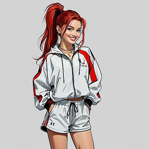 Red Ponytail Girl Sketch