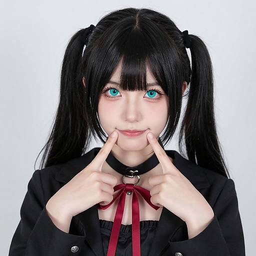 Anime Girl Forcing Smile Gesture