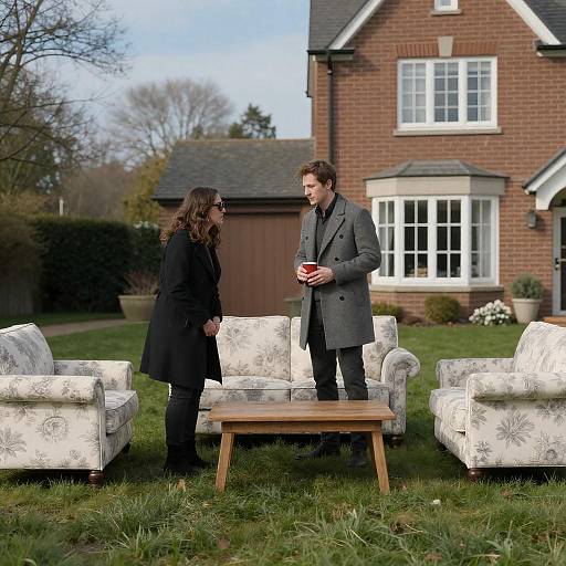 Couple Outdoors with Sofa and Nature
