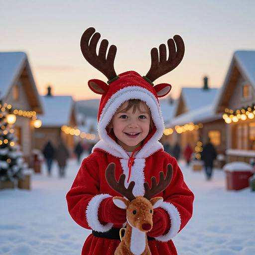Joyful Child in Festive Santa Outfit