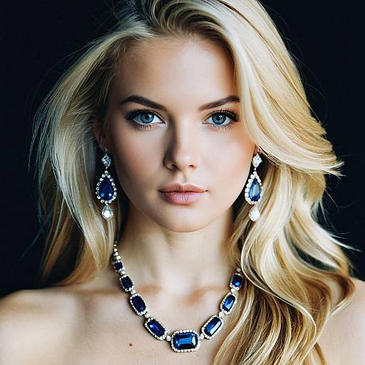 Blonde Woman with Blue Jewelry