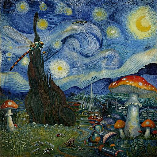 Digital artwork blending Van Gogh's 