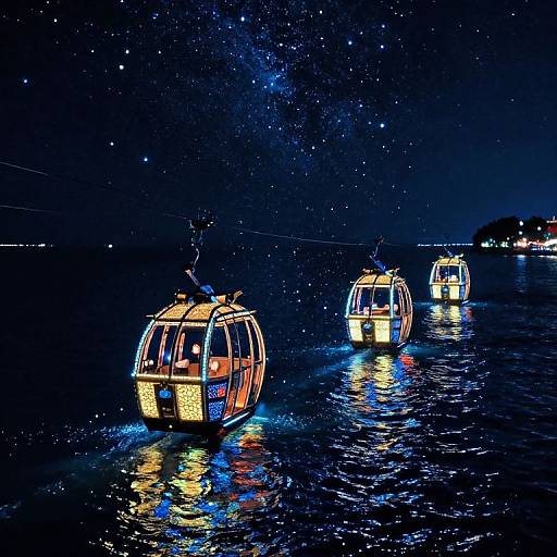 Glowing Gondolas on Shimmering Waterway