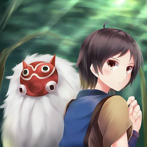 Illustration of Ashitaka, mononoke hime in the style of Irohara