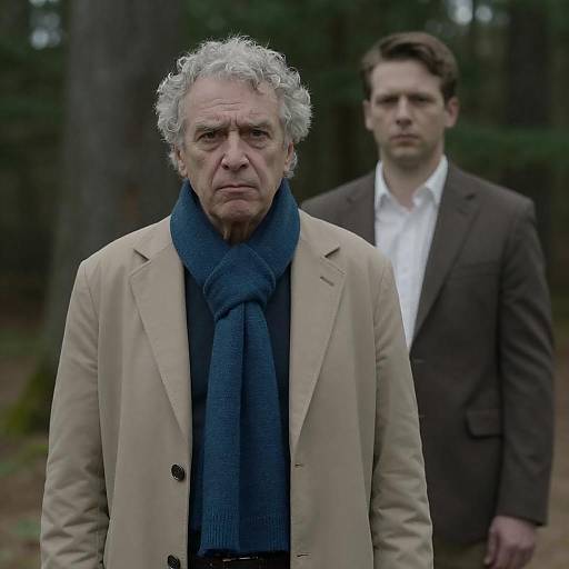 Gray-Haired Man with Companion in Woods