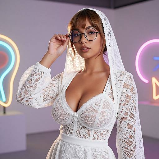 Graceful Woman in Modern Lace Costume