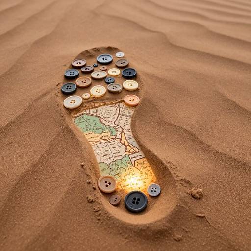 Button Desert with Glowing Map Footprints