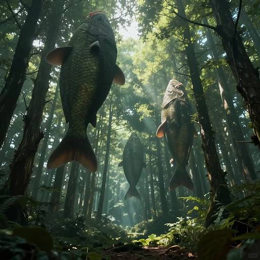 Upside-Down Forest on Hovering Fish