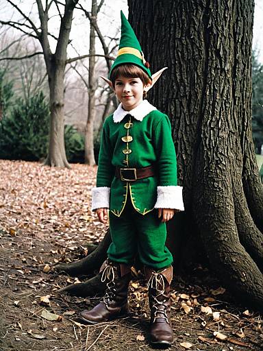 Homemade Elf Costume Boy Outdoors
