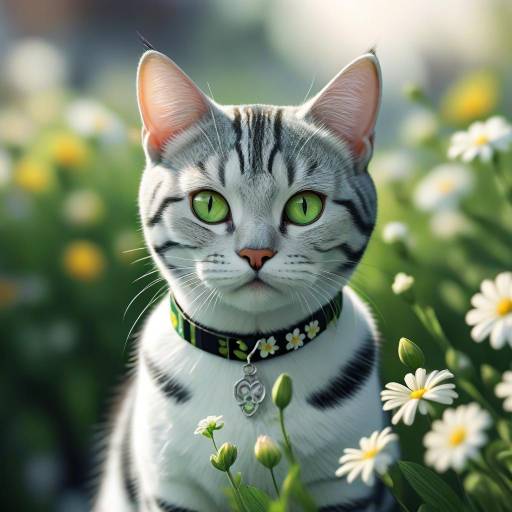 Realistic American Shorthair Cat Outdoors