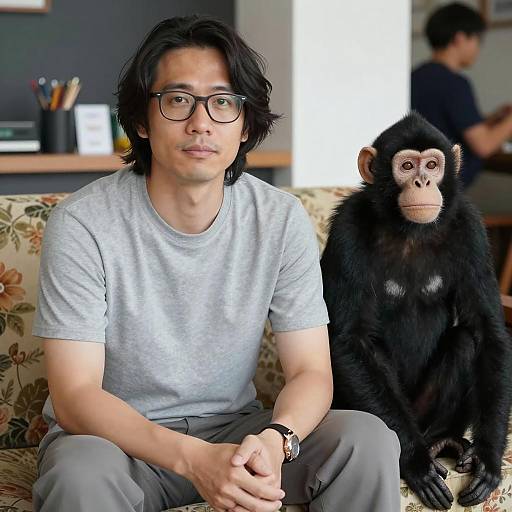 Man and Monkey in Cozy Setting