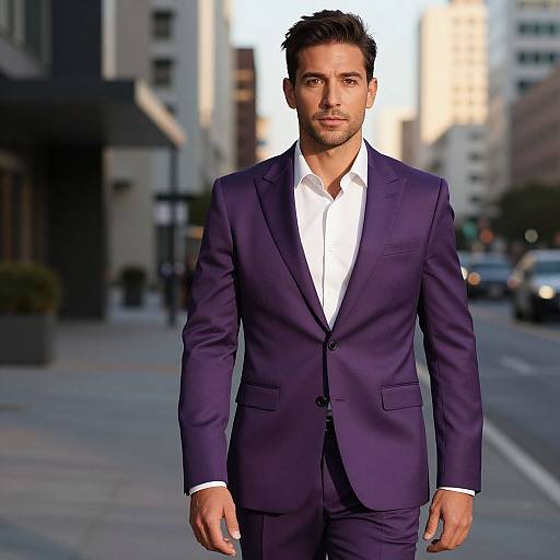 Confident Man in Stylish Purple Suit