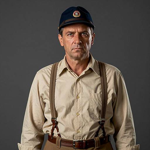 Middle-aged Man in Veteran Costume