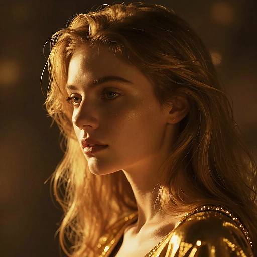 Cinematic Gold Portrait with Detailed Illustrations