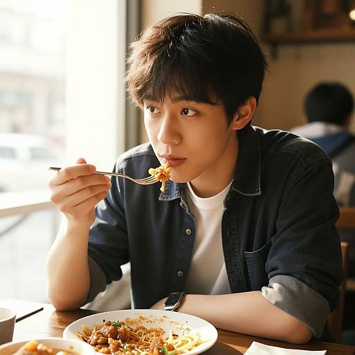 Charming Young Man at Cozy Cafe